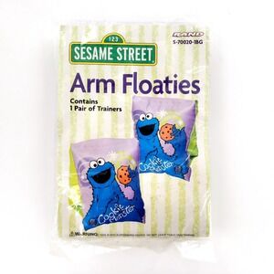 Sesame Street Cookie Monster Arm Floaties Ages 3 & Up One Pair Brand New Sealed
